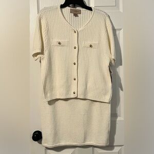 French Connection Cream Sweater   Button Up and Skirt Set NWT